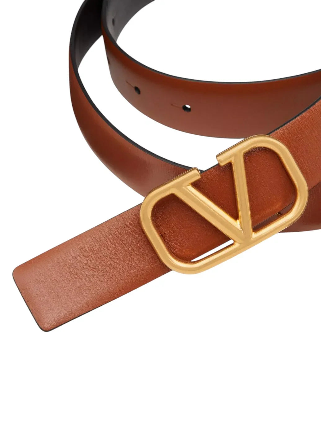 VLogo Signature Leather Belt Deep Caramel