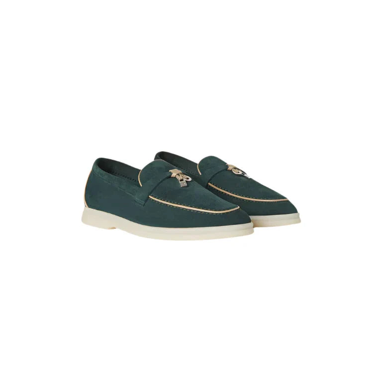 Summer Charms Walk Loafers Suede Goatskin - Emerald Noire