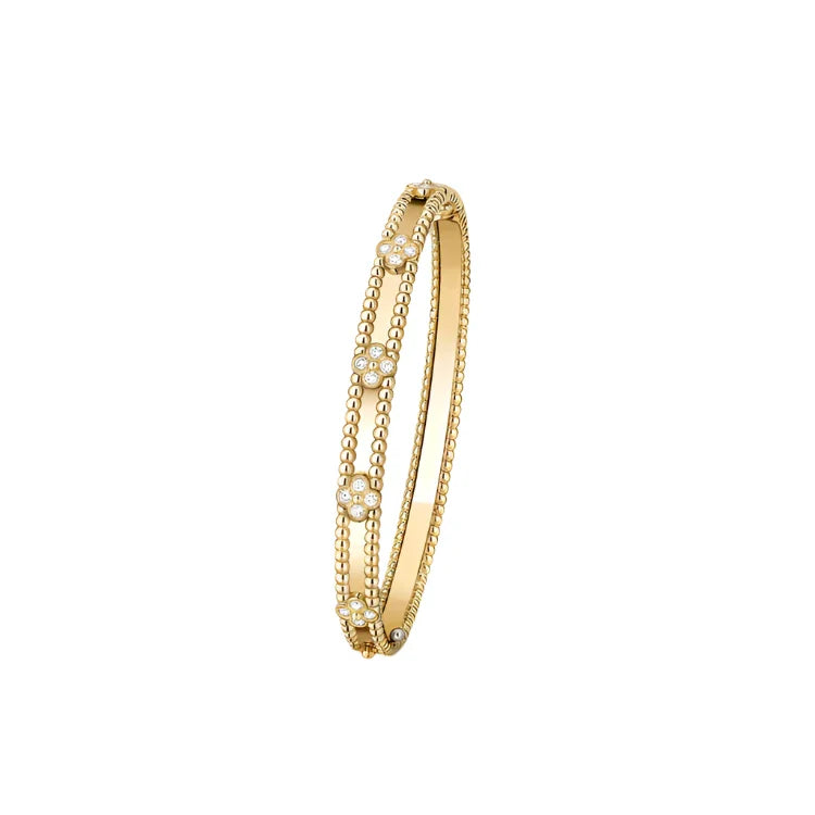 Perlée Sweet Clovers Bracelet - Yellow Gold Diamond