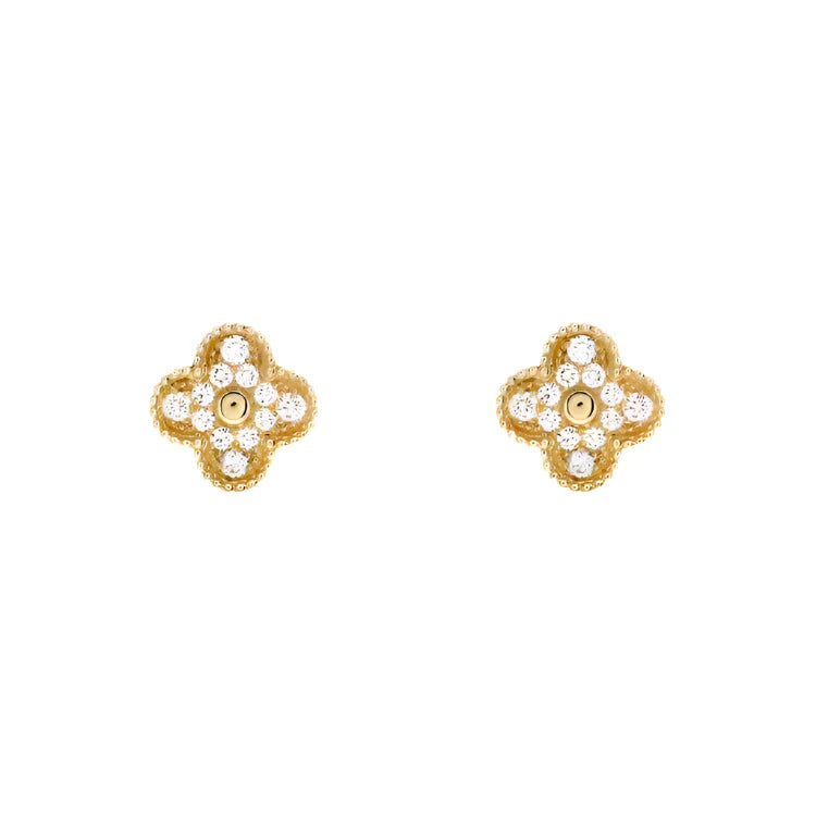 Vintage Alhambra Earrings - Yellow Gold Diamond
