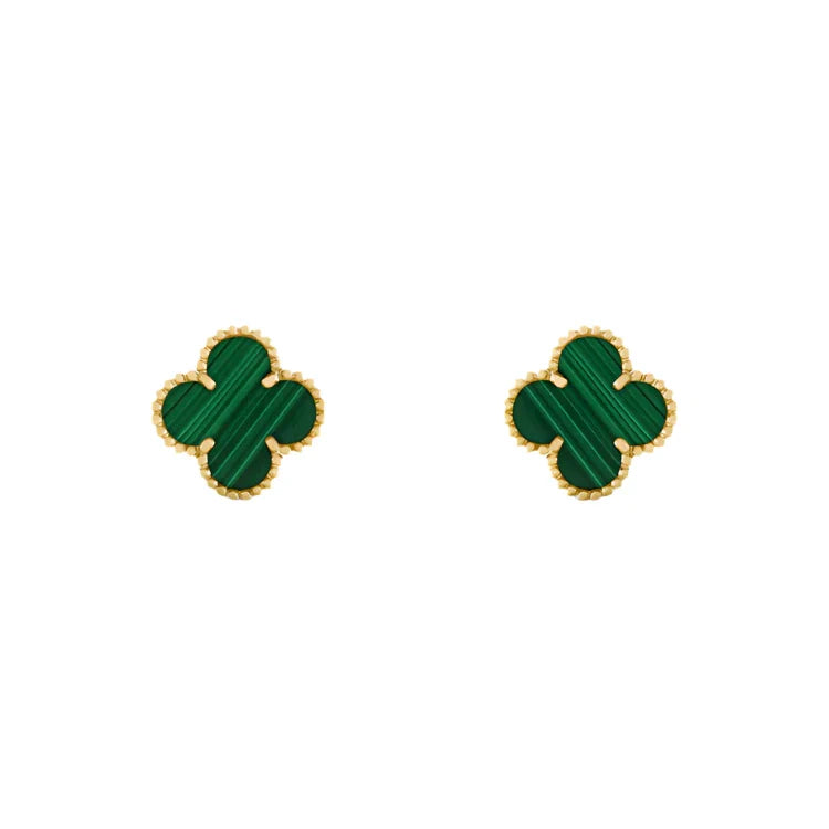 Vintage Alhambra Earrings - Gold Malachite