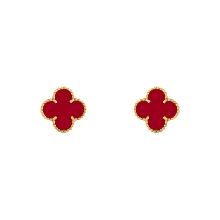 Vintage Alhambra Earrings - Gold Carnelian