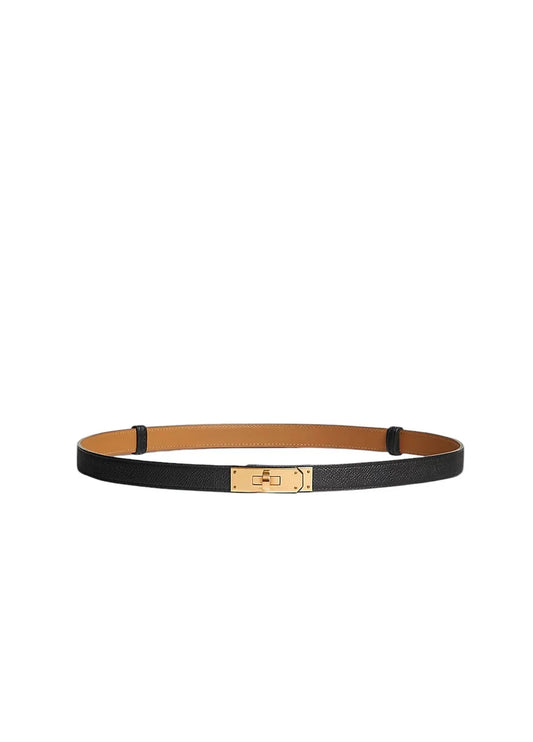 Kelly 18 Belt Noir Gold Buckle