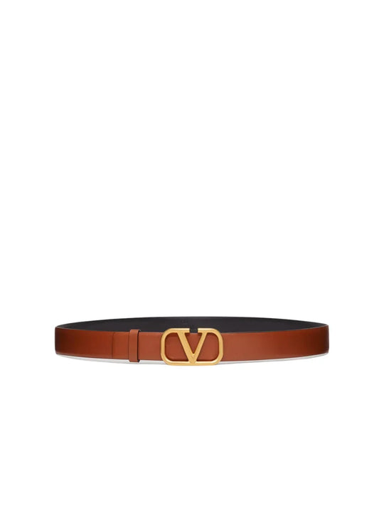 VLogo Signature Leather Belt Deep Caramel