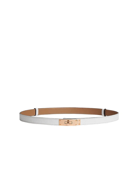 Kelly 18 Belt Blanc Gold Buckle