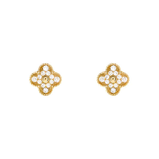 Vintage Alhambra Earrings - Yellow Gold Diamond
