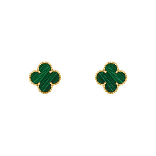 Vintage Alhambra Earrings - Gold Malachite