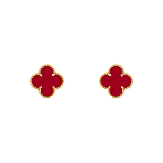 Vintage Alhambra Earrings - Gold Carnelian
